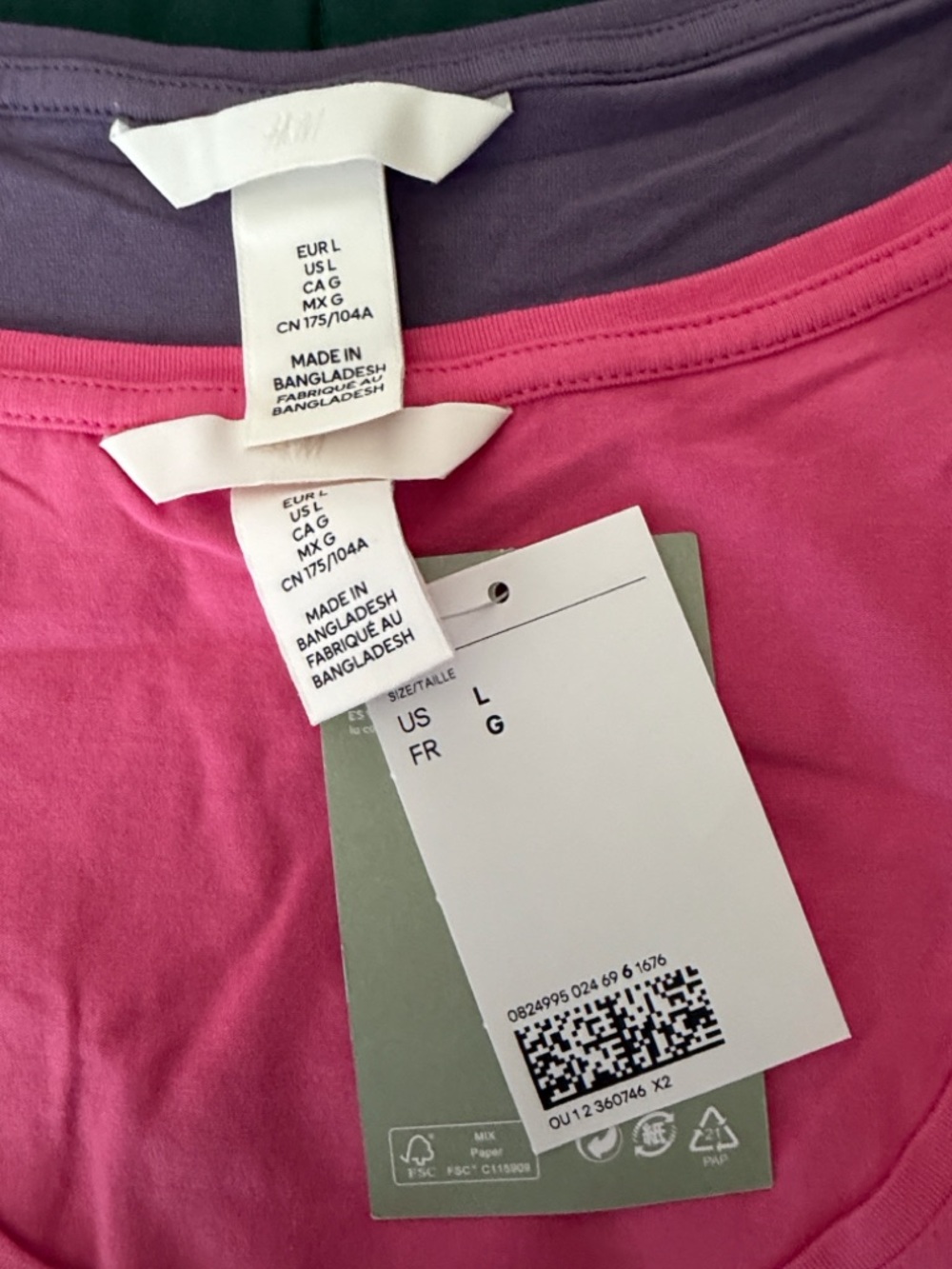 NWT H&M X2 Pink & Mauve scoop NeckLong Sleeve Tees. - Picture 8 of 8